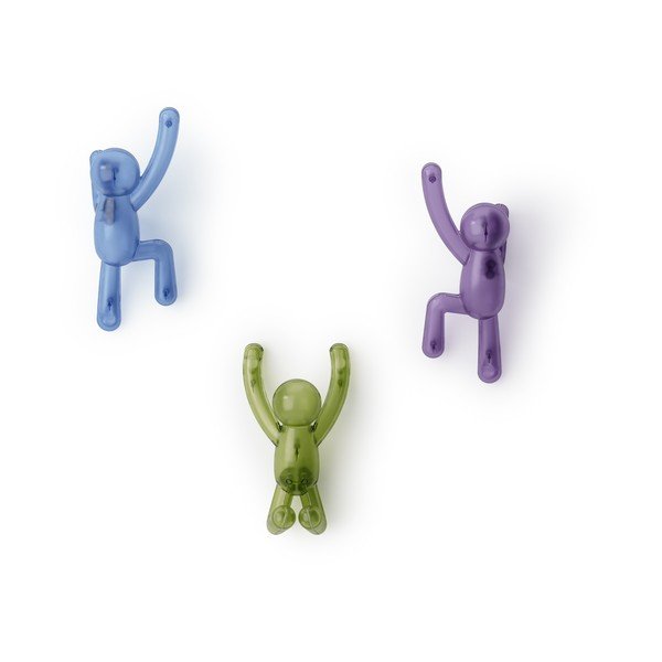 Cârlige 3 buc. autoadezive din plastic Buddy – Umbra