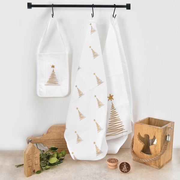 Set de prosoape de bucătărie cu săculeț din bumbac 50x70 cm  cu model de Crăciun – Orion-image-1