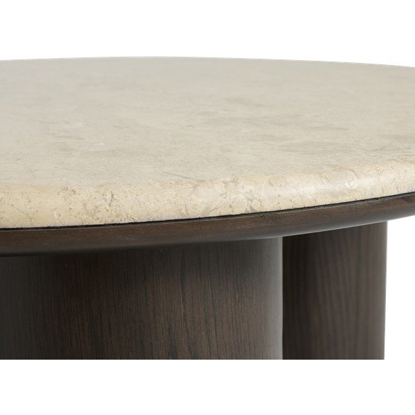 Măsuță de cafea în culoare naturală închisă rotundă cu blat din marmură ø 90 cm Piazze – Unique Furniture-image-4