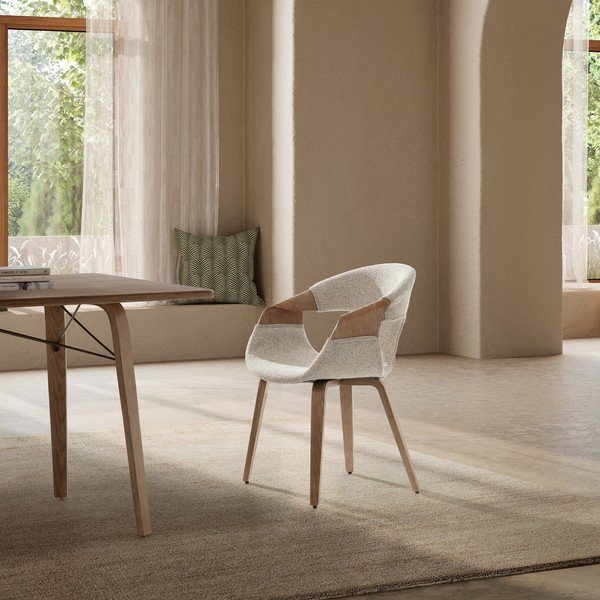 Set de scaune de sufragerie bej cu cotiere 2 buc. tapițat Elif – MOME-image-1