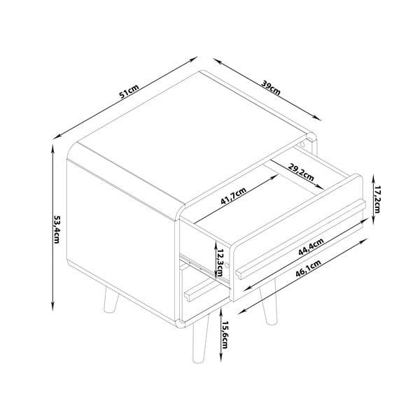 Noptieră neagră/în culoare naturală Chantal – Støraa-image-4