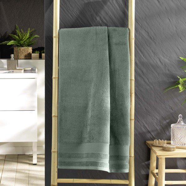 Prosop verde salvie din bumbac din frotir 70x130 cm Tendresse – douceur d'intérieur-image-1