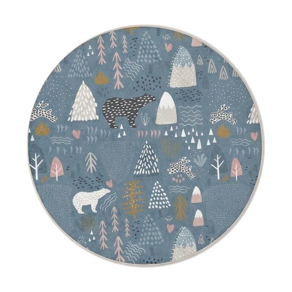 Covor pentru copii albastru lavabil ø120 cm Forest Land – Mila Home