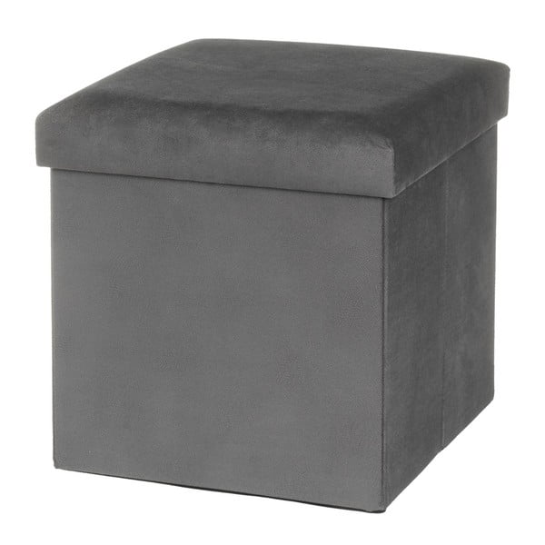 Taburet gri închis cu tapițerie din catifea Estela – Casa Selección