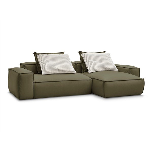 Colțar verde cu tapițerie din imitație de piele (cu colț variabil) Boheme – Bobochic Paris-image-3