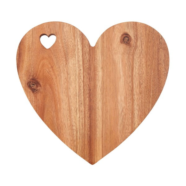 Tocător din lemn de salcâm Premier Housewares, 30 x 28 cm, formă inimă, alb