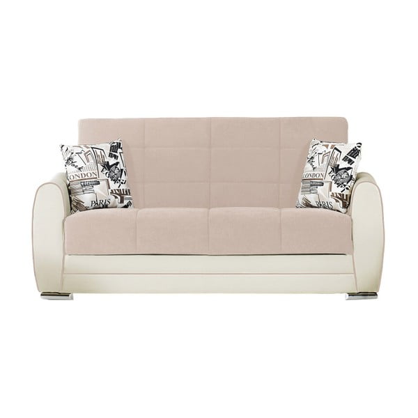 Canapea extensibilă de 2 persoane cu spaţiu de depozitare, Esidra Rest, roz - crem