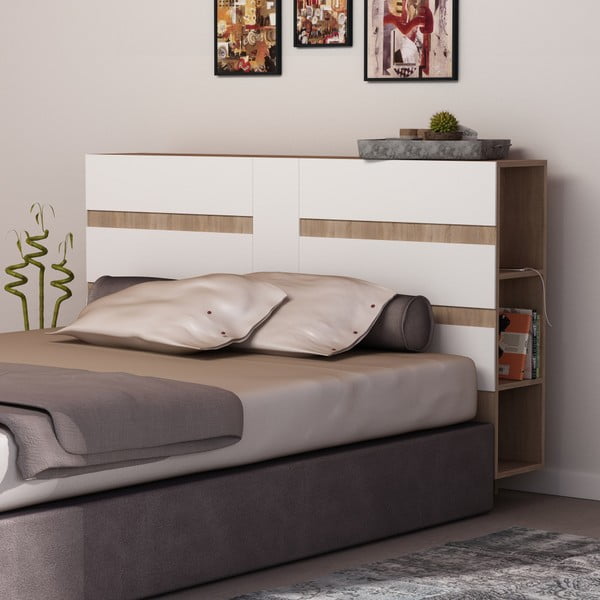 Tăblie pentru pat cu spațiu pentru depozitare Homitis Eddo, detalii albe-image-3