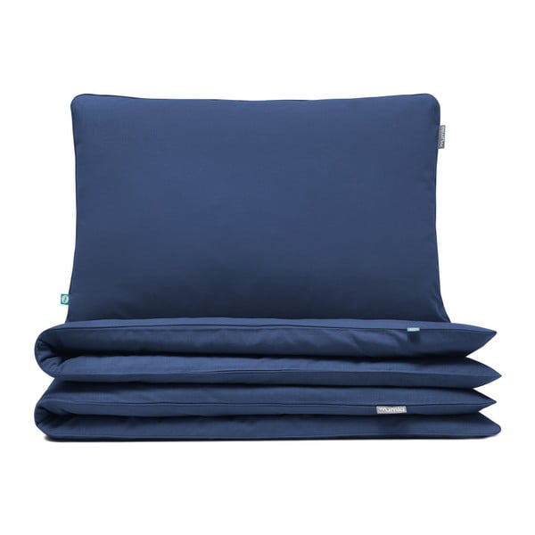 Lenjerie de pat din bumbac pentru 2 persoane Mumla, 200 x 200 cm, albastru închis