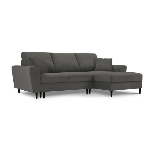 Colțar gri închis extensibil, cu spațiu de depozitare cu tapițerie din catifea reiată  (cu colț pe partea dreaptă, cu șezlong) Kyoto – Cosmopolitan Design-image-4