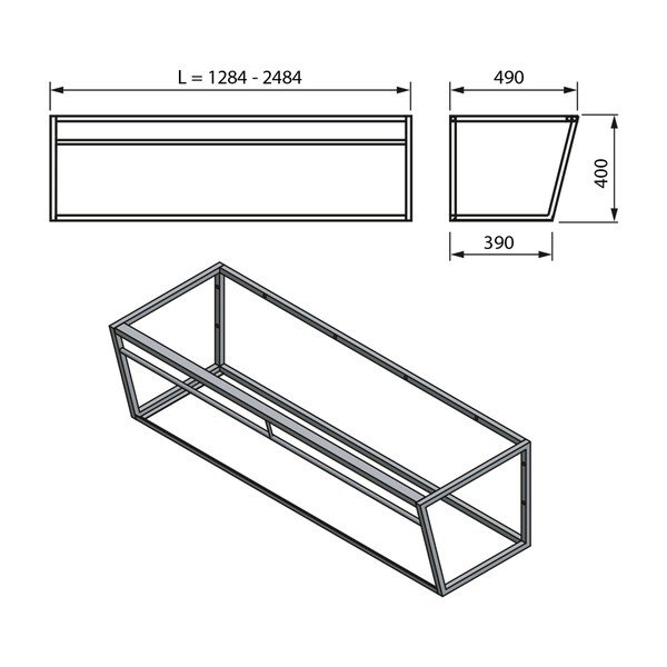 Suport pentru chiuvetă alb/negru suspendat din metal 218x40 cm Aruba – Sapho-image-2