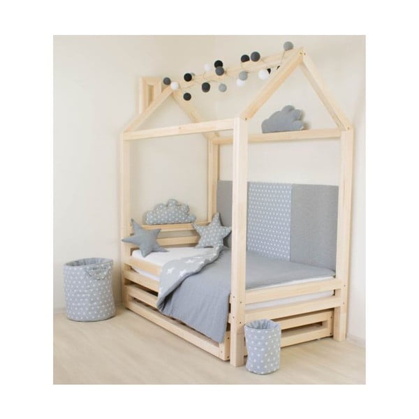 Pat din lemn de molid pentru copii Benlemi Happy, 90 x 200 cm, roz-image-4