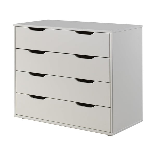 Pat pentru copii  alb înalt din lemn de pin cu spațiu de depozitare cu somieră 90x200 cm Scott – Vipack-image-3