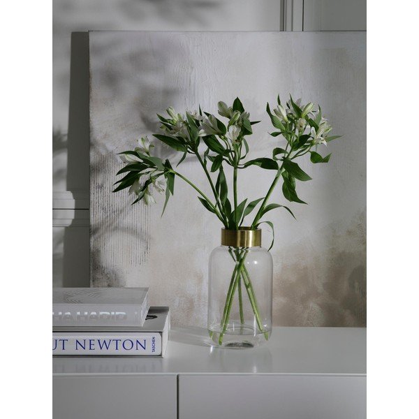 Vază din sticlă cu detaliu metalic auriu Westwing Collection Lori, înălțime 29 cm-image-3