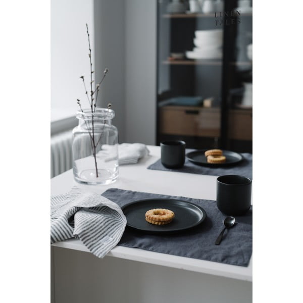 Suport din in pentru farfurie Linen Tales, 35 x 45 cm, gri închis-image-1