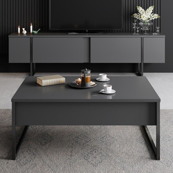 Comodă TV gri antracit 180x30 cm Luxe – Kalune Design-image-3