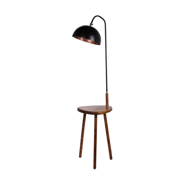 Lampadar negru/maro cu raft cu abajur din metal (înălțime 160 cm) Table – Opviq lights