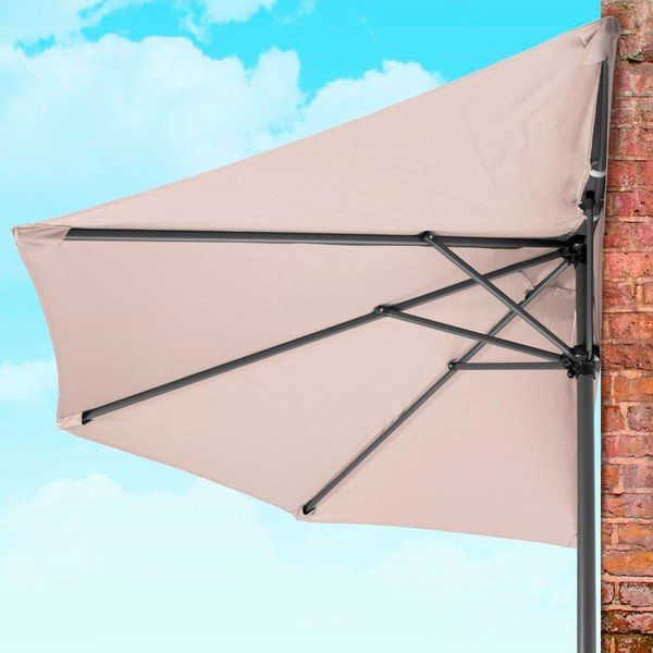 Umbrelă de soare bej ø 240 cm – LDK Garden-image-1