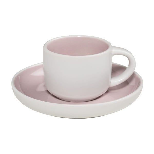 Cană pentru espresso cu farfurioară Maxwell & Williams Tint, roz - alb