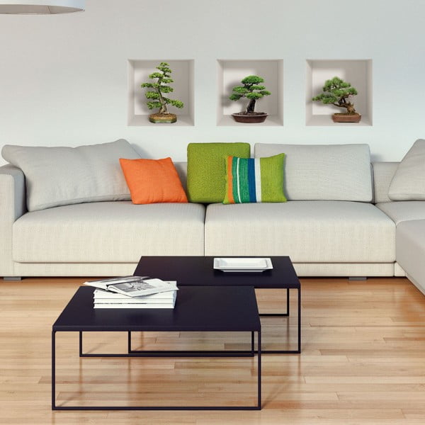 Set 3 autocolante 3D pentru perete Ambiance Bonzais-image-1