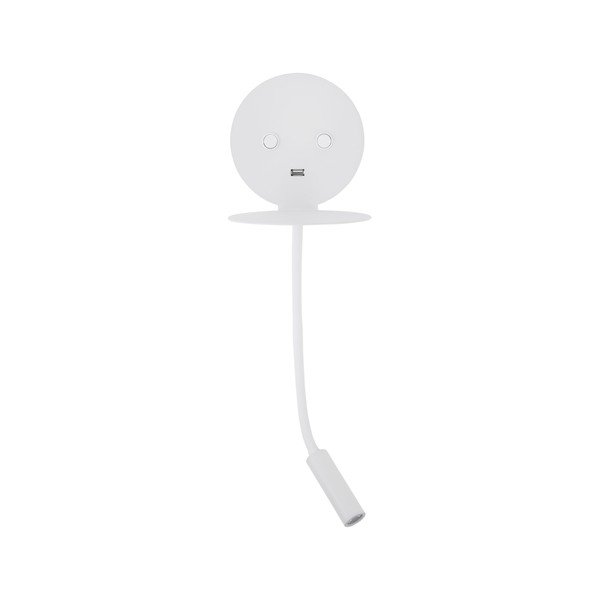 Aplică de perete albă LED cu structură flexibilă/cu port USB din aluminiu Eclip – Nova Luce