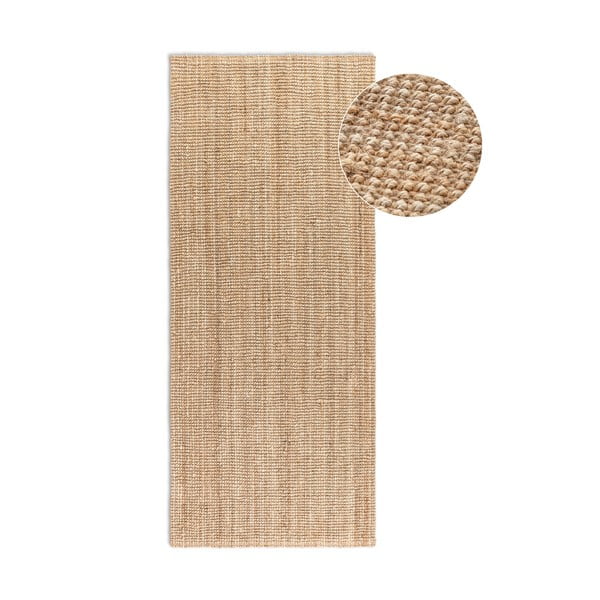 Covor tip traversă în culoare naturală din iută 80x200 cm Bouclé – Hanse Home