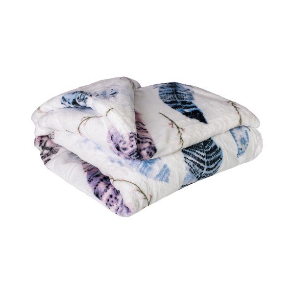 Pătură albă micromicropluș 200x150 cm Feather - My House-image-1