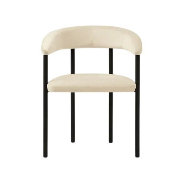 Scaun de living negru/crem cu cotiere tapițat Lea – Micadoni -image-1