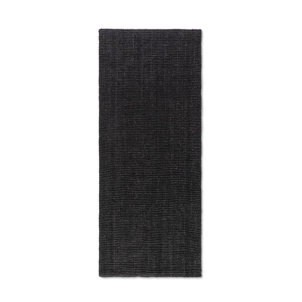 Covor tip traversă negru din iută 80x200 cm Bouclé – Hanse Home