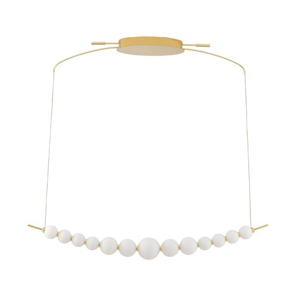 Lustră albă/aurie LED cu intensitate reglabilă din metal cu abajur din sticlă Perla – Nova Luce