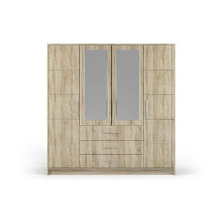 Dulap în decor de stejar cu oglindă 196x200 cm Derry - Cosmopolitan Design