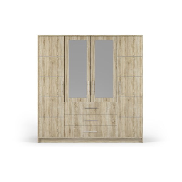Dulap în decor de stejar cu oglindă 196x200 cm Derry - Cosmopolitan Design