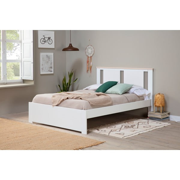 Pat matrimonial alb cu somieră 140x190 cm Enara – Marckeric-image-1