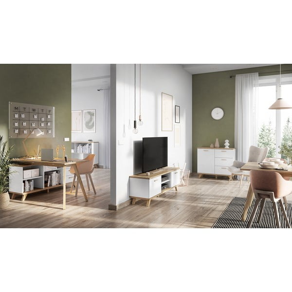 Birou cu masă auxiliară albă Germania Oslo-image-3