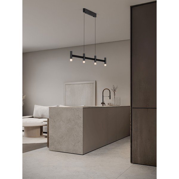 Lustră negru-mat LED cu intensitate reglabilă din aluminiu cu abajur din sticlă acrilică Poetic – Nova Luce-image-1