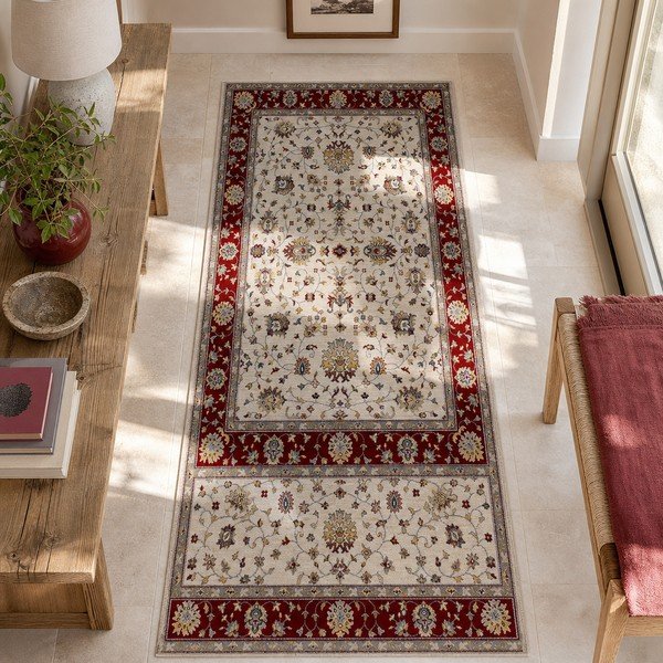 Covor roșu/crem  tip traversă 67x250 cm Classic – Universal-image-3