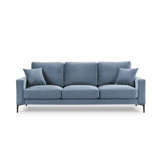 Canapea cu tapițerie din catifea Kooko Home Harmony, 220 cm, albastru deschis