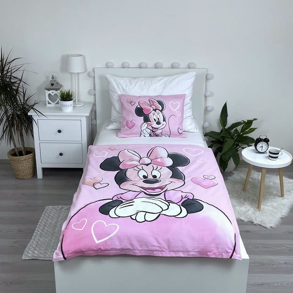 Lenjerie de pat pentru copii din bumbac pentru pătuț 100x135 cm Minnie – Jerry Fabrics-image-1