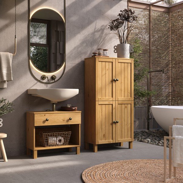 Dulap sub chiuvetă în culoare naturală deschisă jos 62x55 cm Calle – Støraa-image-1