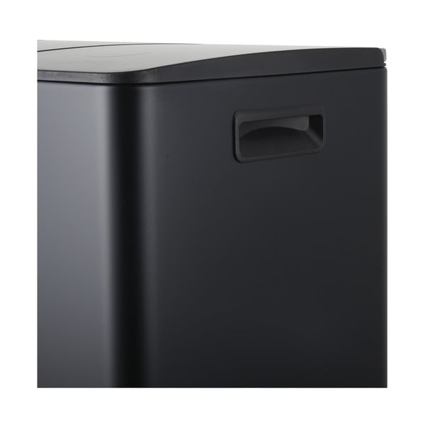 Coș de gunoi negru mat pentru reciclare/cu pedală 2x20 l din oțel   Aliya – Spirella-image-4