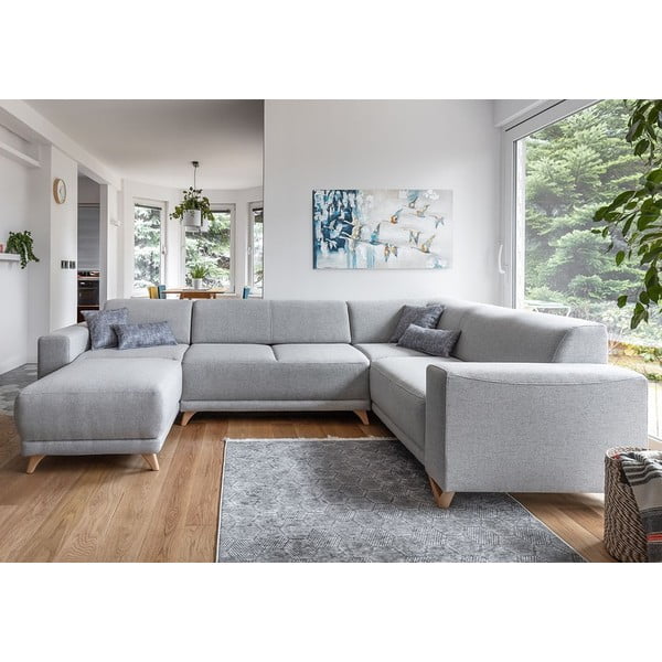 Colțar gri deschis extensibil/cu spațiu de depozitare (cu colț pe partea dreaptă/în formă de "U") Classy Sophie – Miuform-image-1