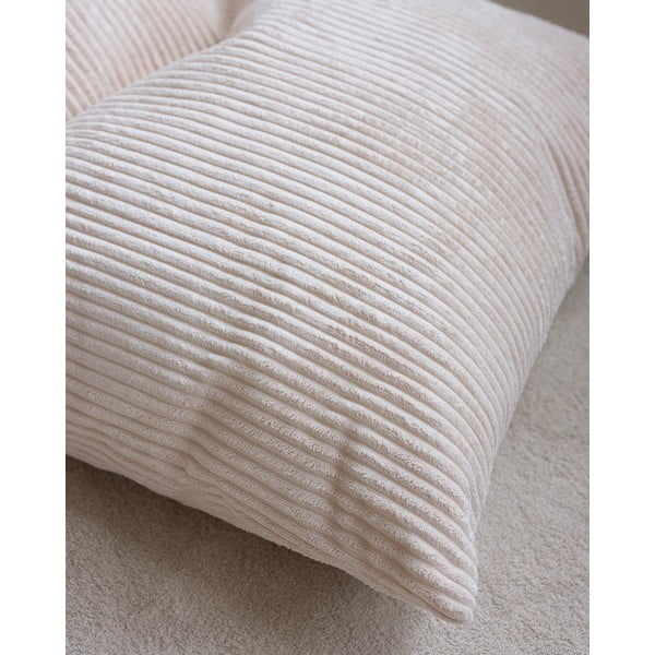 Fotoliu puf pentru copii crem cu tapițerie din catifea reiată Big Lounger – Wigiwama-image-2