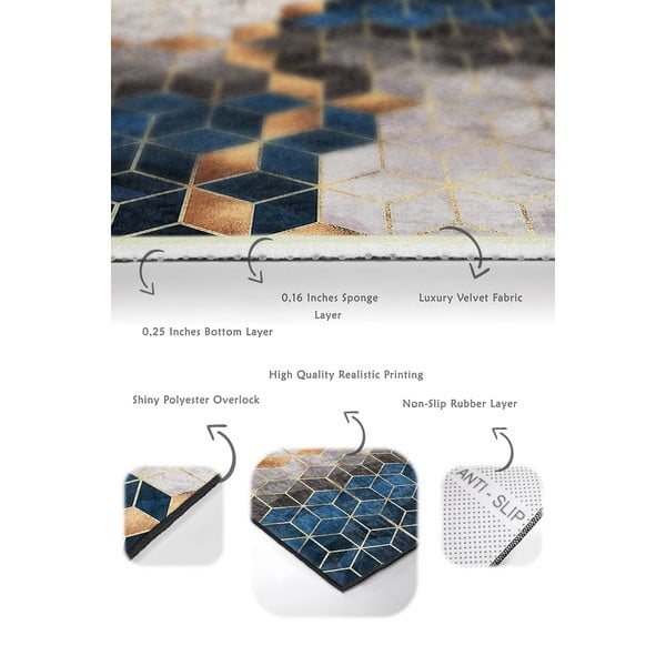 Covorașe de baie albastre/gri 2 buc. 60x100 cm Optic – Mila Home-image-2