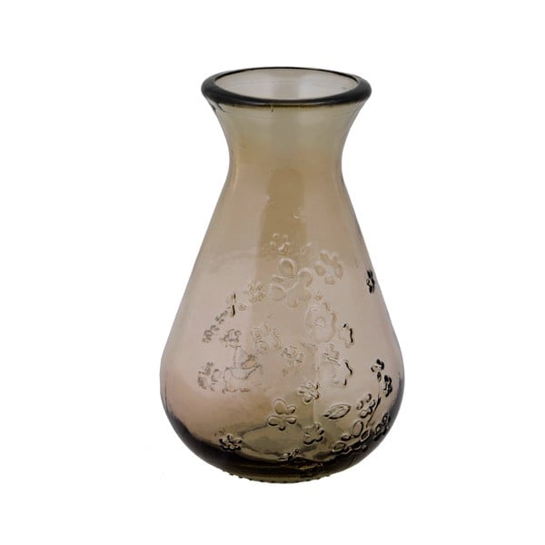 Vază din sticlă reciclată Ego Dekor Floral, înălțime 20 cm, maro