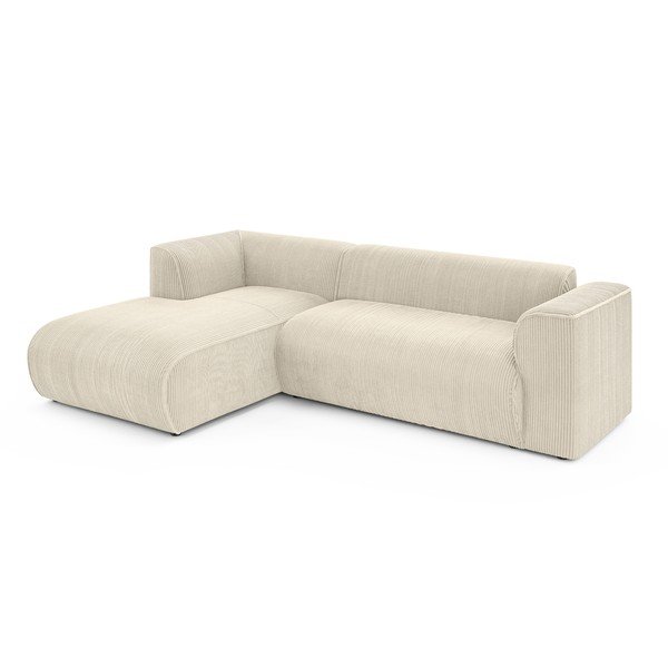 Colțar bej cu tapițerie din catifea reiată  (cu colț pe partea stângă/cu șezlong) Merid  – Ropez-image-2