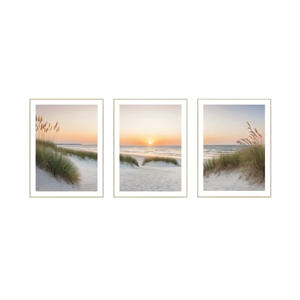 Tablouri 3 buc. 30x40 cm Sunrise on the Beach – knor