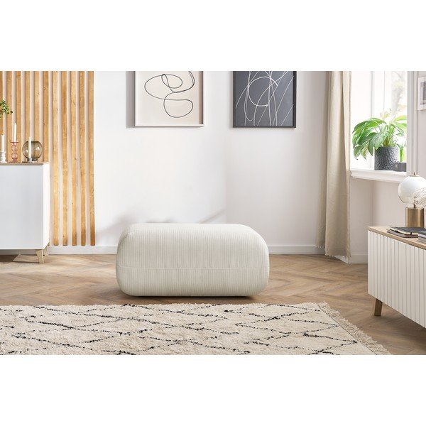 Taburet alb cu tapițerie din catifea reiată Lecomte – Bobochic Paris-image-1