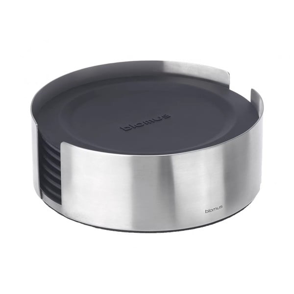Coasters negre/argintii cu suport 6 buc. din silicon Lareto – Blomus-image-1