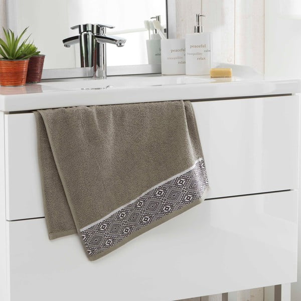 Prosop kaki din bumbac din frotir 50x90 cm Esteban – douceur d'intérieur-image-1