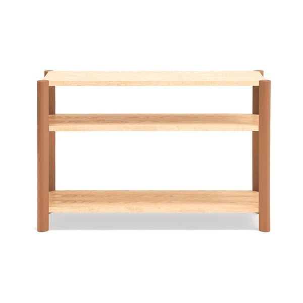 Etajeră cărămizie/în culoare naturală deschisă cu aspect de lemn de stejar 126x84x43 cm Bona – Teulat